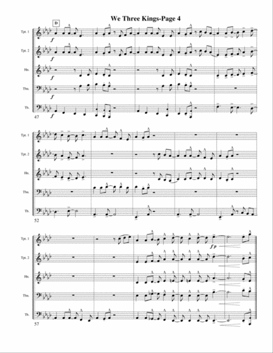 We Three Kings for Brass Quintet Brass Quintet scores gallery preview page 4