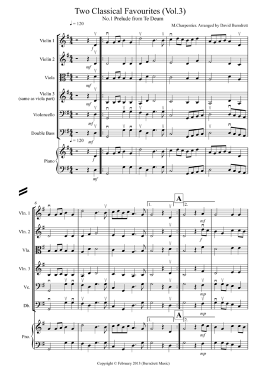 2 Classical Favourites for String Orchestra (volume three) String Quartet scores gallery preview page 1