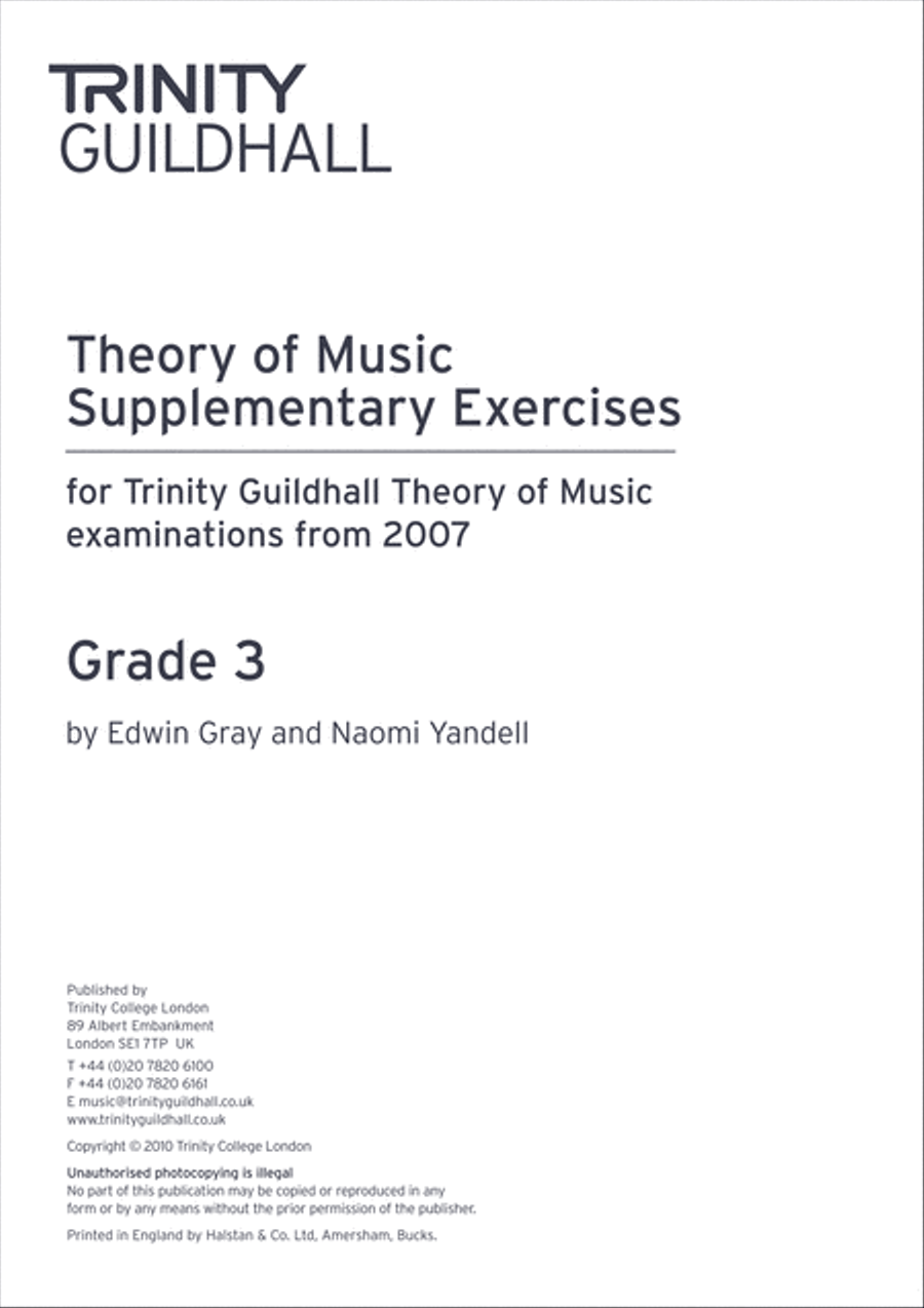 Theory Supplementary Exercises Grade 3 Collection / Songbook scores gallery preview page 1
