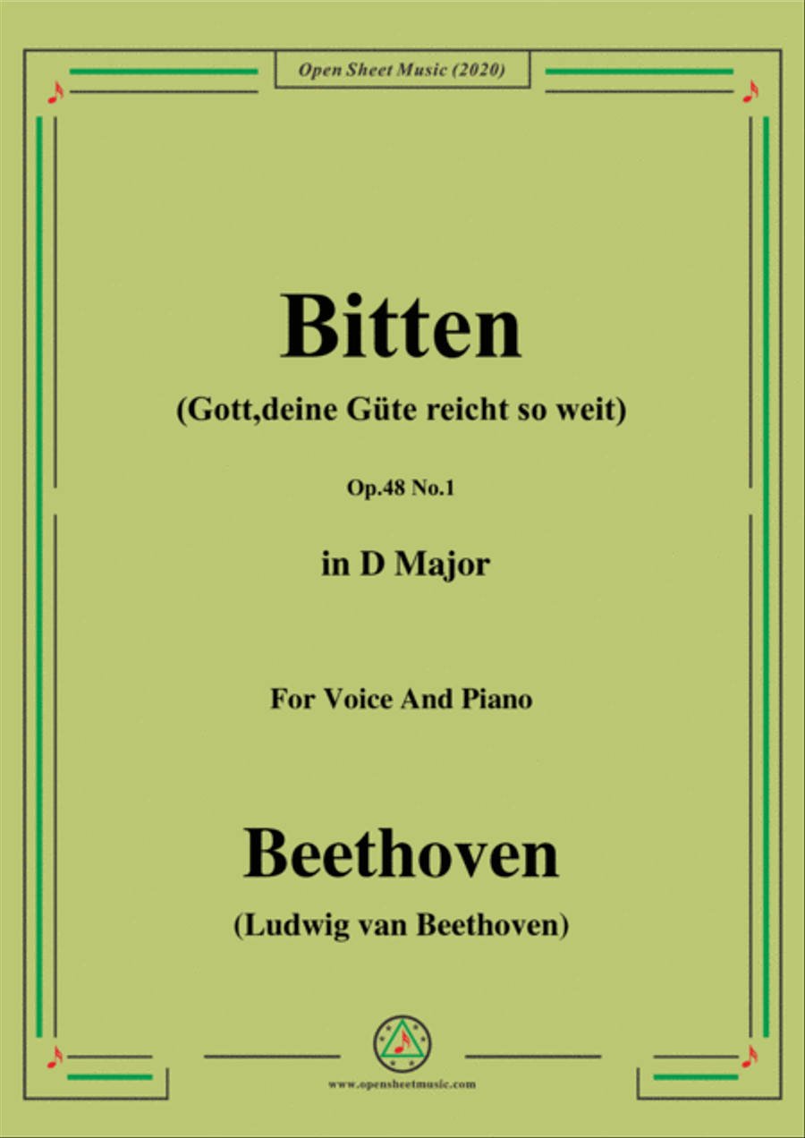 Beethoven-Bitten(Gott,deine Güte reicht so weit),in D Major,for Voice and Piano Voice Solo scores gallery preview page 1