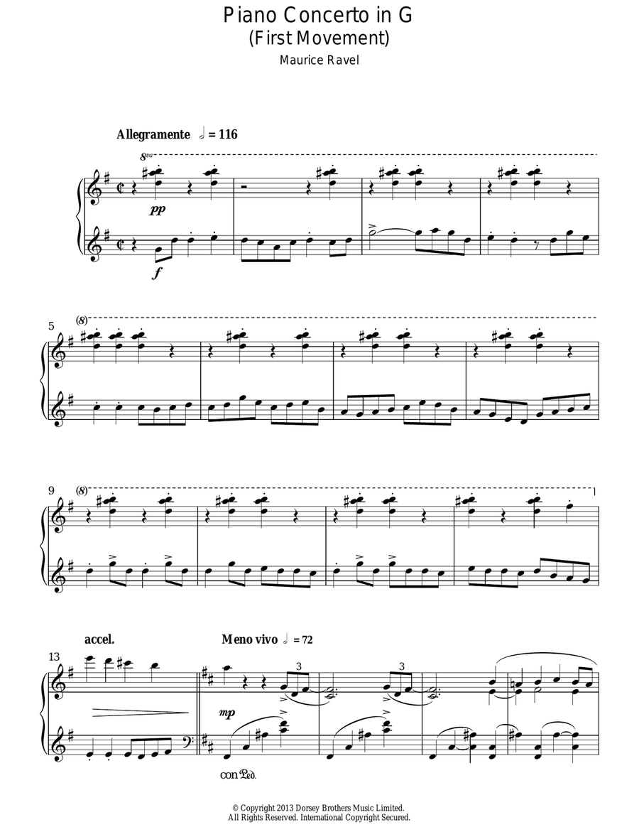 Piano Concerto In G, 1st Movement 'Allegramente' Piano Solo scores gallery preview page 1
