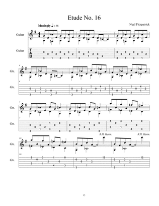Etude No.16 For Guitar by Neal Fitzpatrick-Tablature Edition