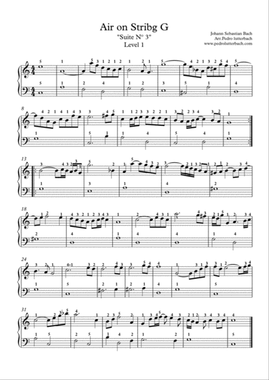 Air on G String Easy Piano scores gallery preview page 1