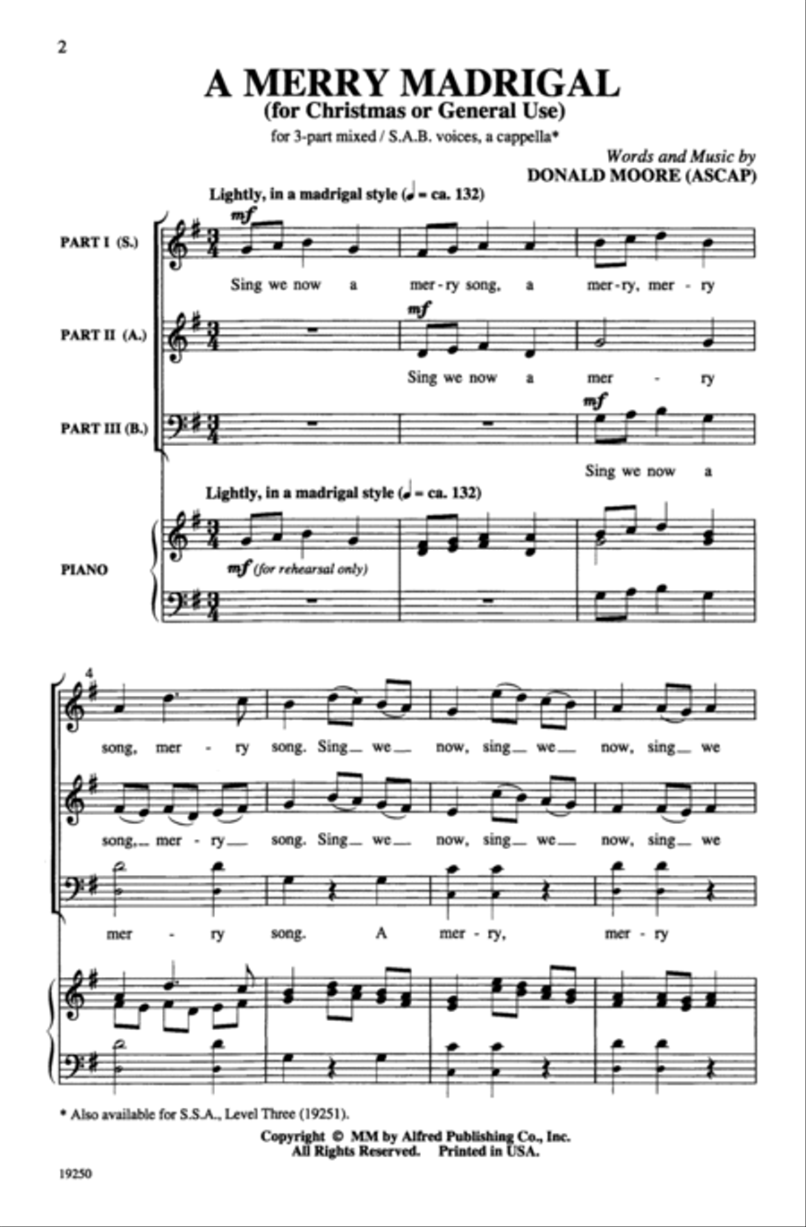 A Merry Madrigal 3-Part scores gallery preview page 2