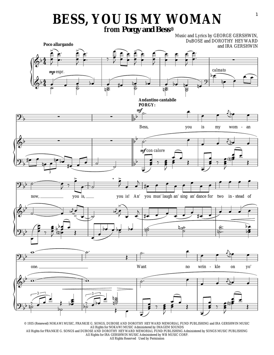 Bess, You Is My Woman Bess, You Is My Woman Baritone Horn TC scores gallery preview page 1