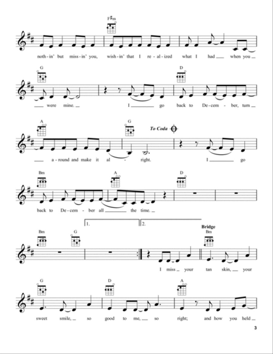 Back To December Ukulele scores gallery preview page 3