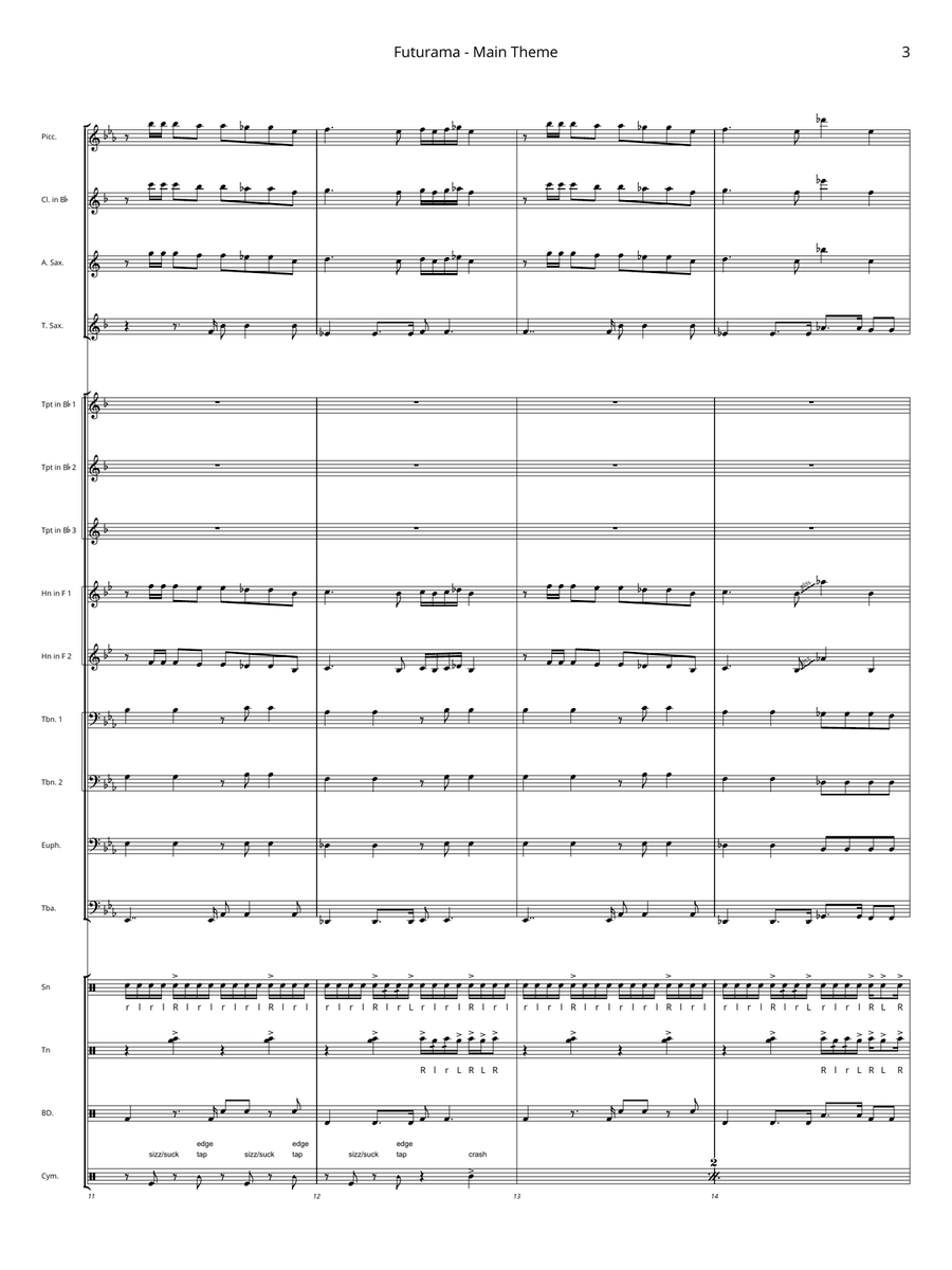 Futurama Theme Marching Band scores gallery preview page 3