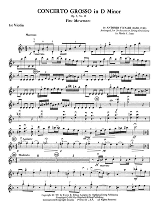 Book cover for Concerto Grosso in D Minor: 1st Violin