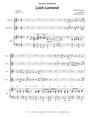 Loch Lomond (Saxophone Quartet and Piano)