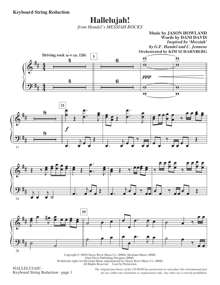 Hallelujah! (from Messiah Rocks) - Keyboard String Reduction Choir scores gallery preview page 1