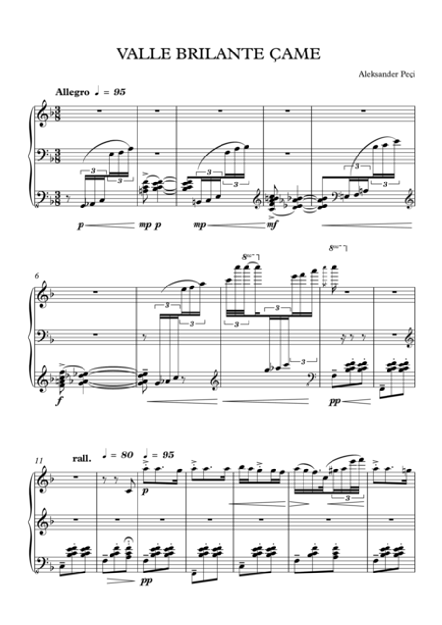 Valle brilante çame Piano Solo scores gallery preview page 1