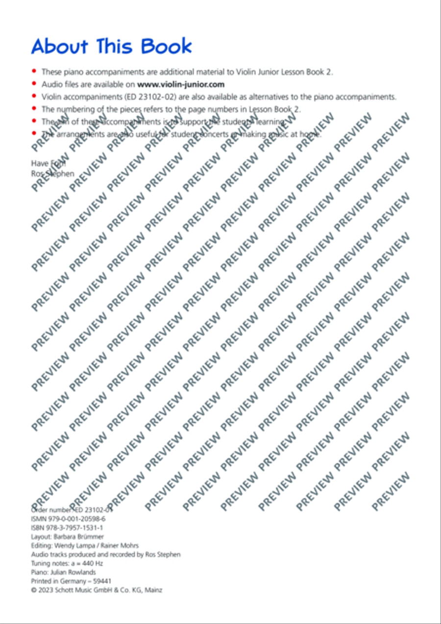 Violin Junior: Piano accompaniments 2 Violin Solo scores gallery preview page 3