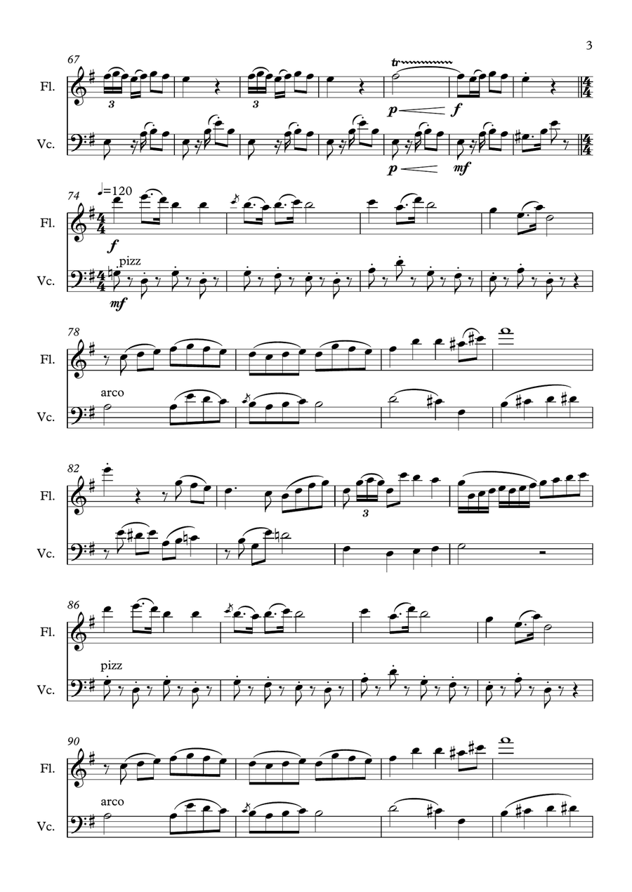 Carmen, Opera Medley. Duet for Flute and Cello Flute scores gallery preview page 3