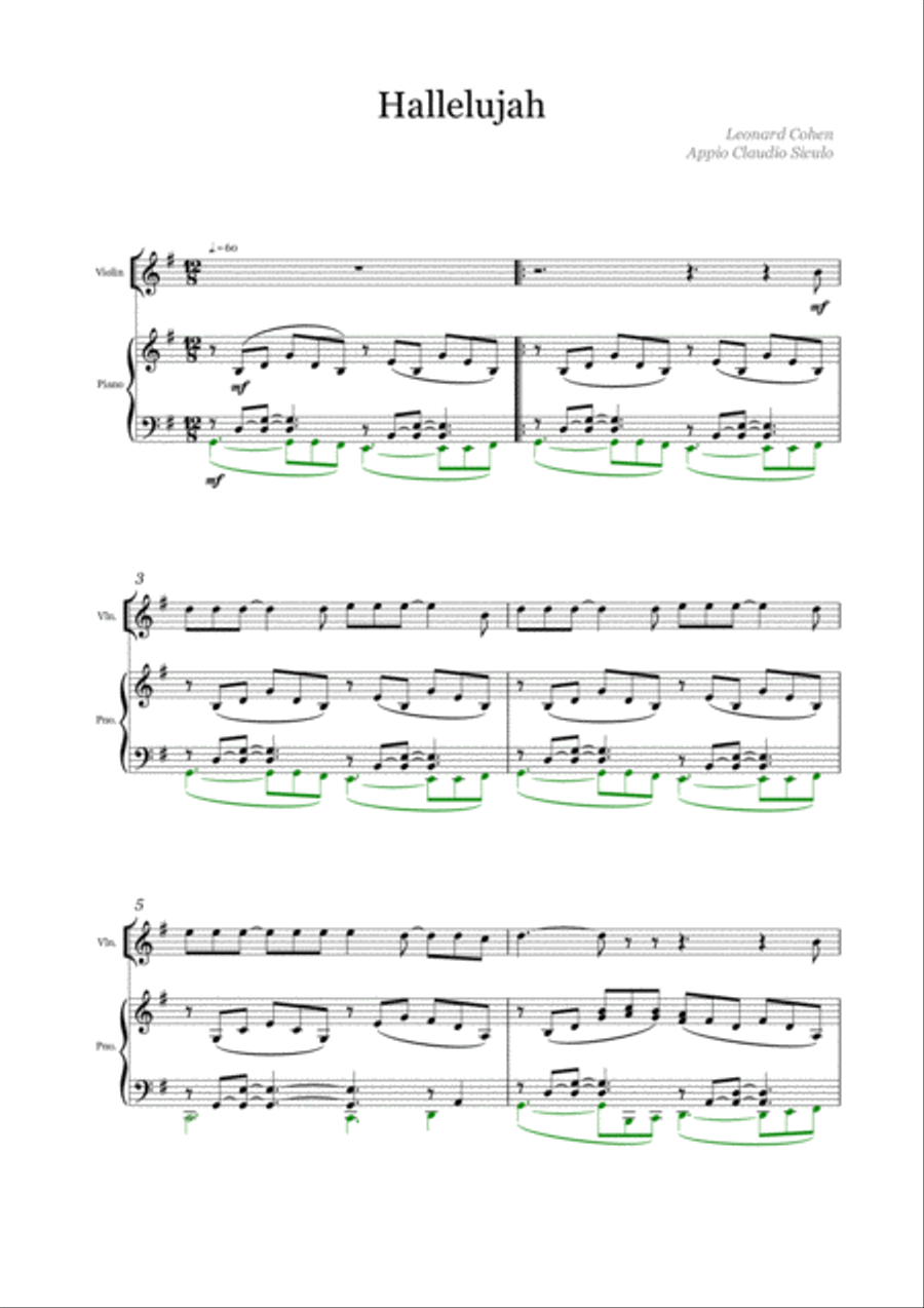 Hallelujah Violin Solo scores gallery preview page 1