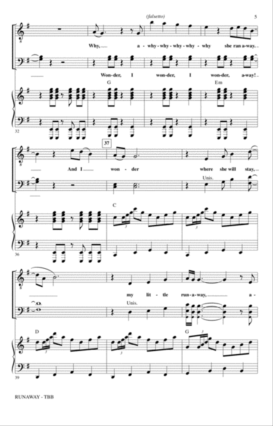 Runaway (arr. Alan Billingsley) 3-Part scores gallery preview page 4