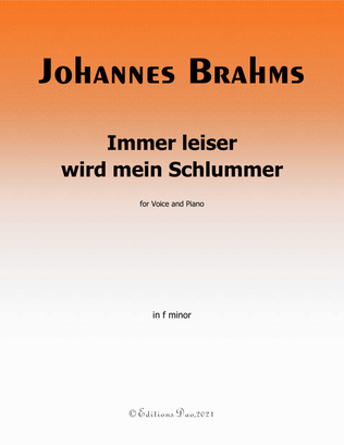 Book cover for Immer leiser wird mein Schlummer, by Brahms, in f minor