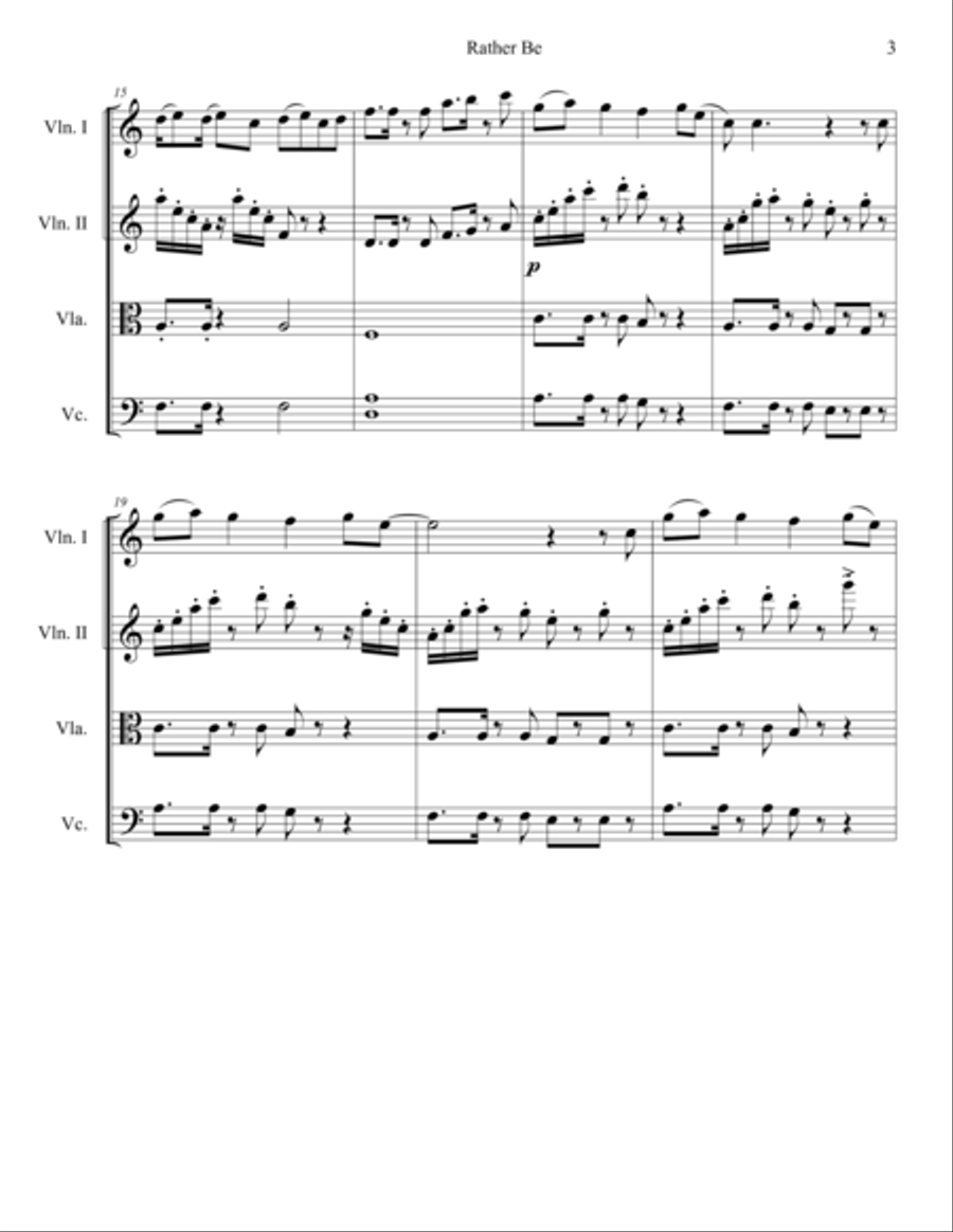 Rather Be String Quartet scores gallery preview page 3