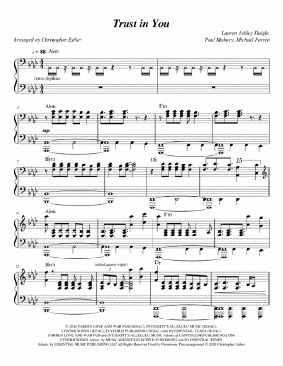 Trust In You Trust In You Piano Solo scores gallery preview page 1