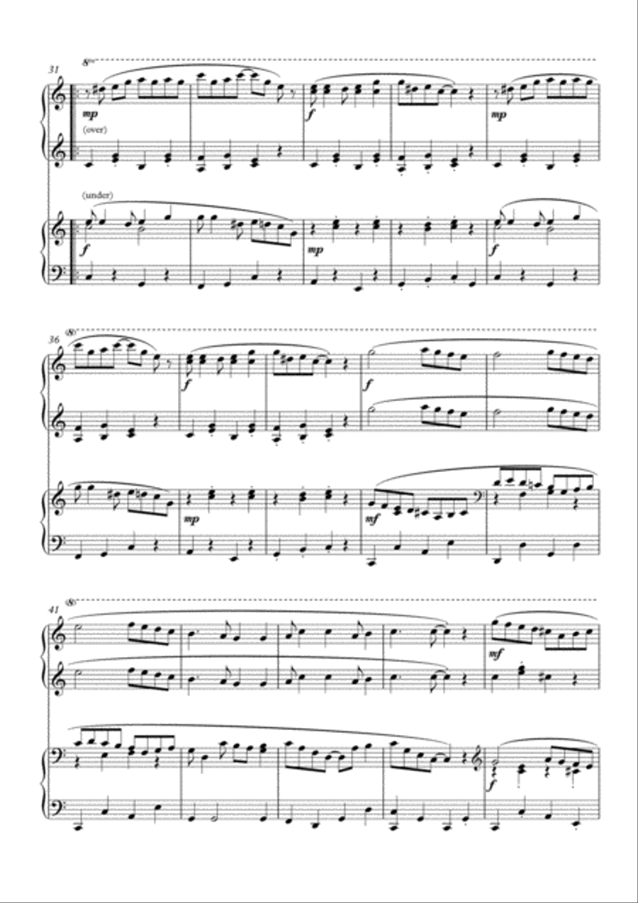 Ding Dong Glory Christmas Rag for Piano Duet, fun variations on Christmas carols, by Simon Peberdy 1 Piano, 4-Hands scores gallery preview page 4