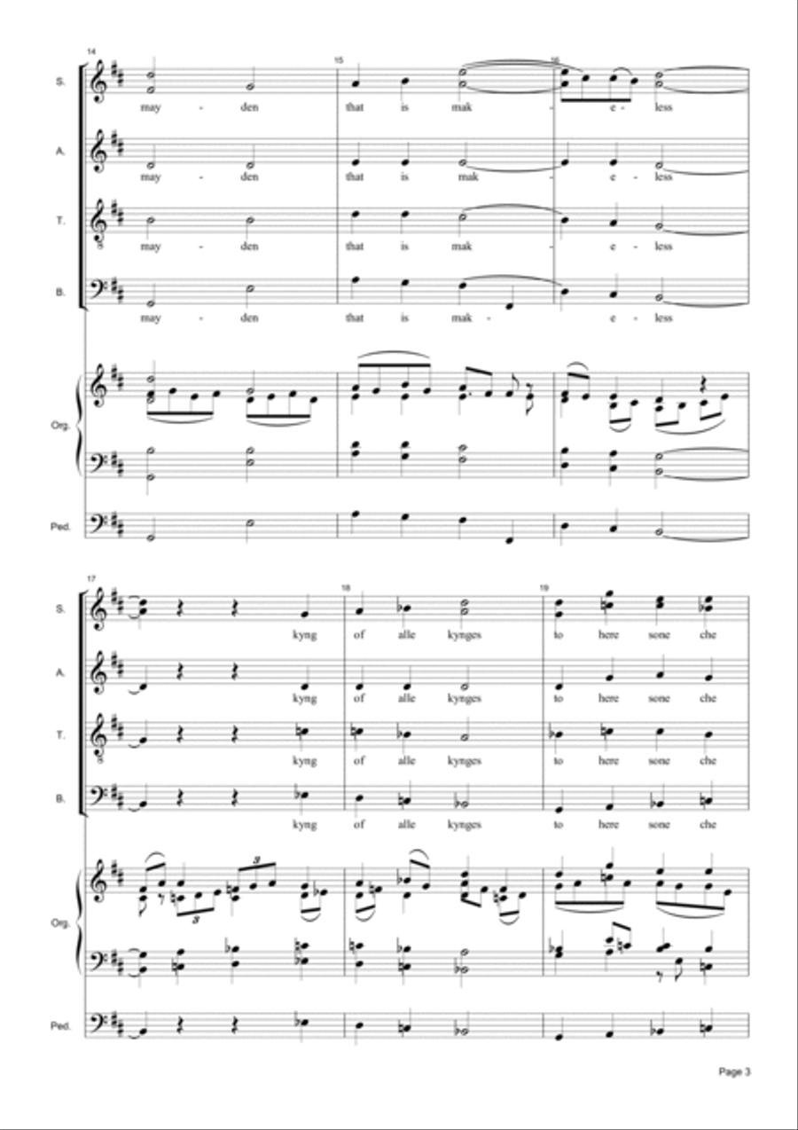 I Syng of a Mayden - A Christmas Carol for SATB Choir and Organ 4-Part scores gallery preview page 3