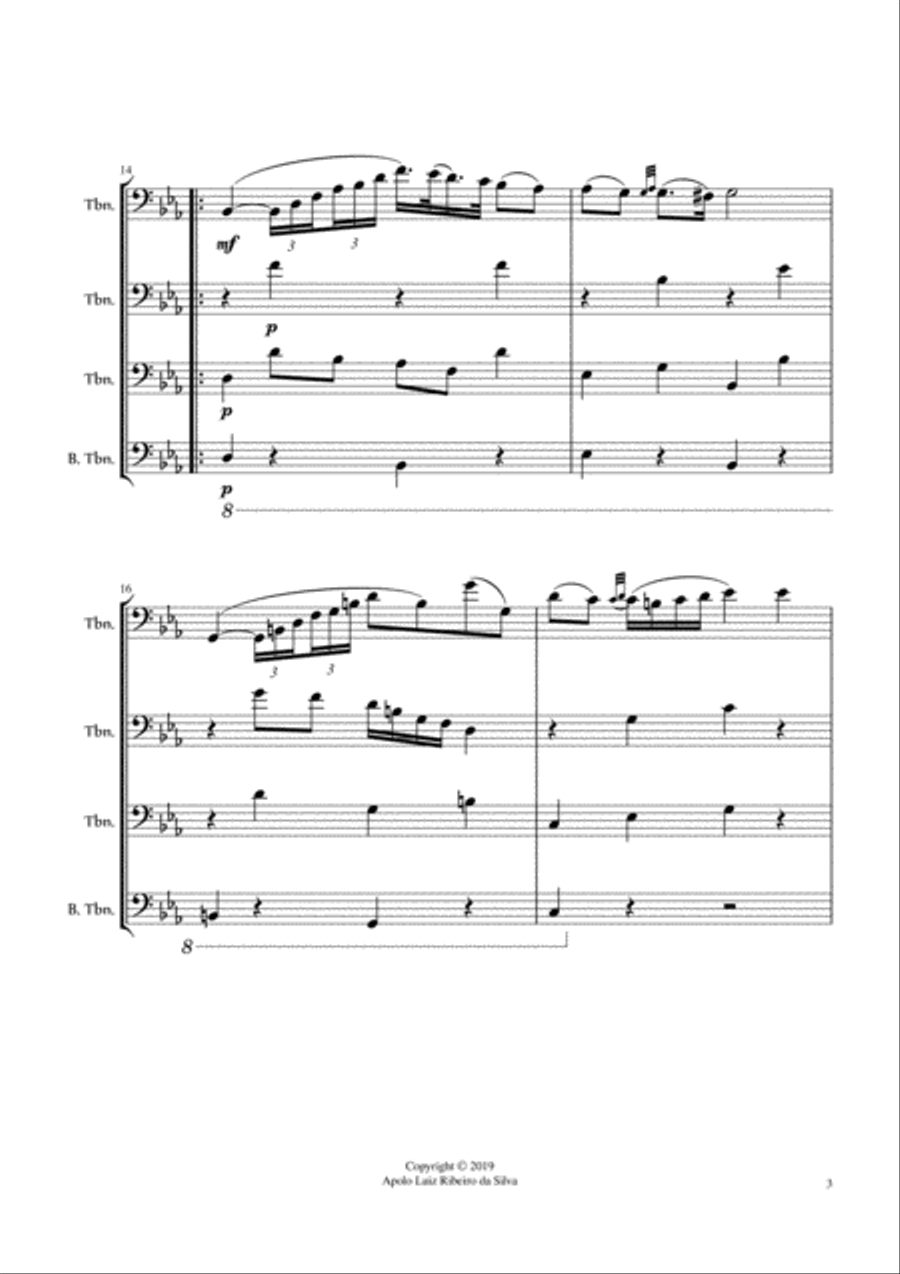 Czardas (for Trombone Quartet, * in C minor) Trombone Quartet scores gallery preview page 4