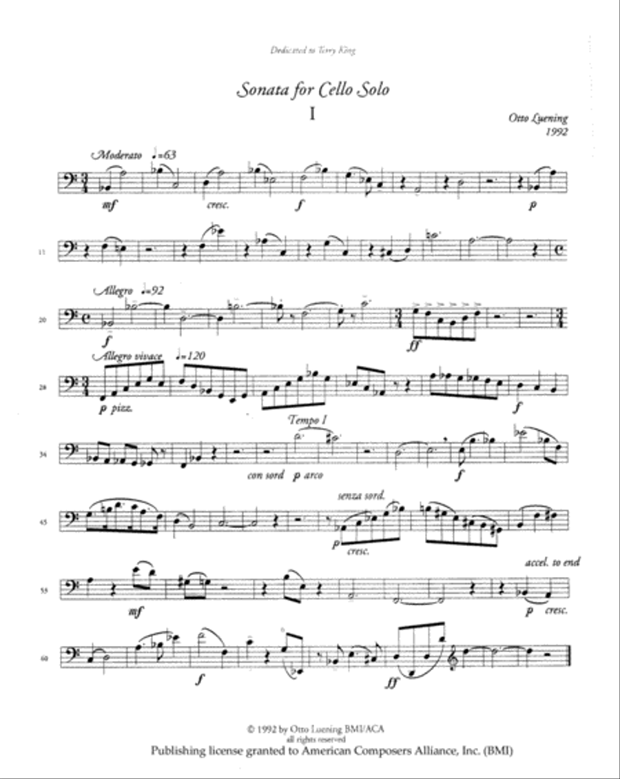 [Luening] Sonata (No. 2) for Cello Solo