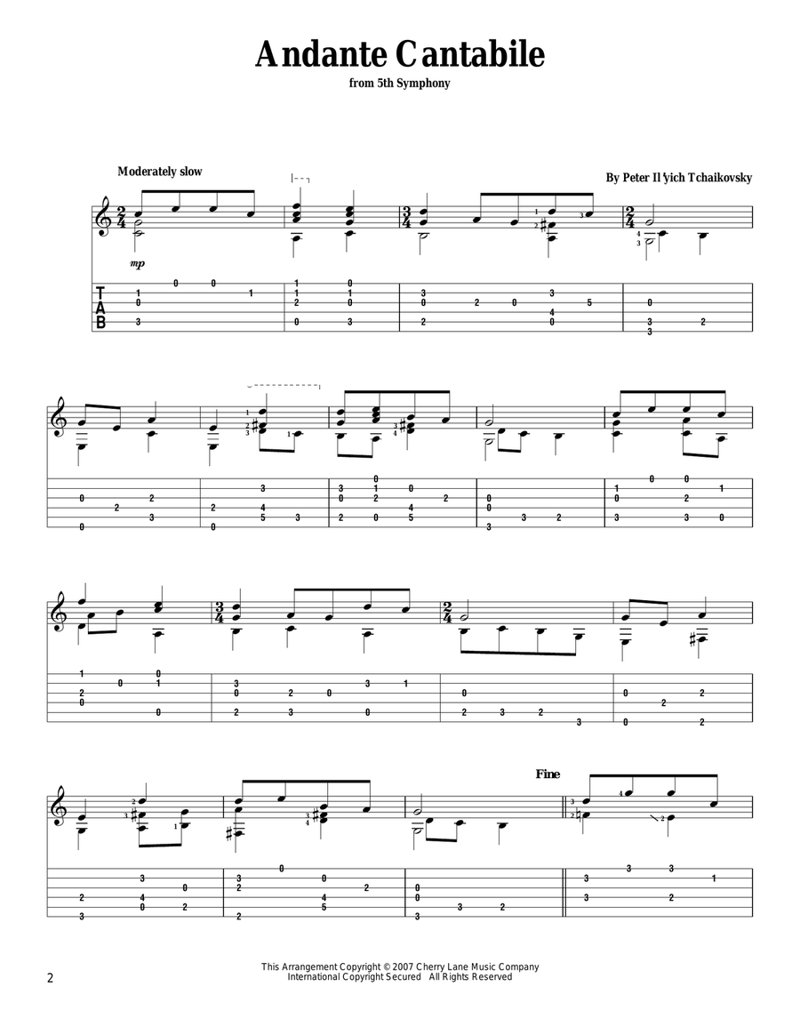 Andante Cantabile Acoustic Guitar scores gallery preview page 1