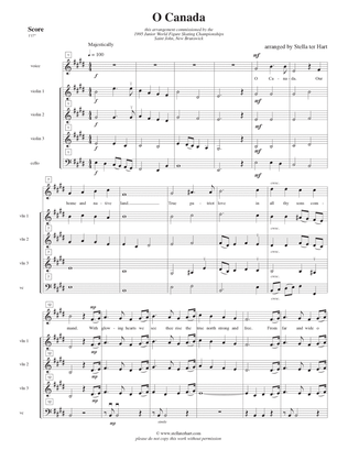 O Canada - unison choir, or vocal solo with string choir or quartet