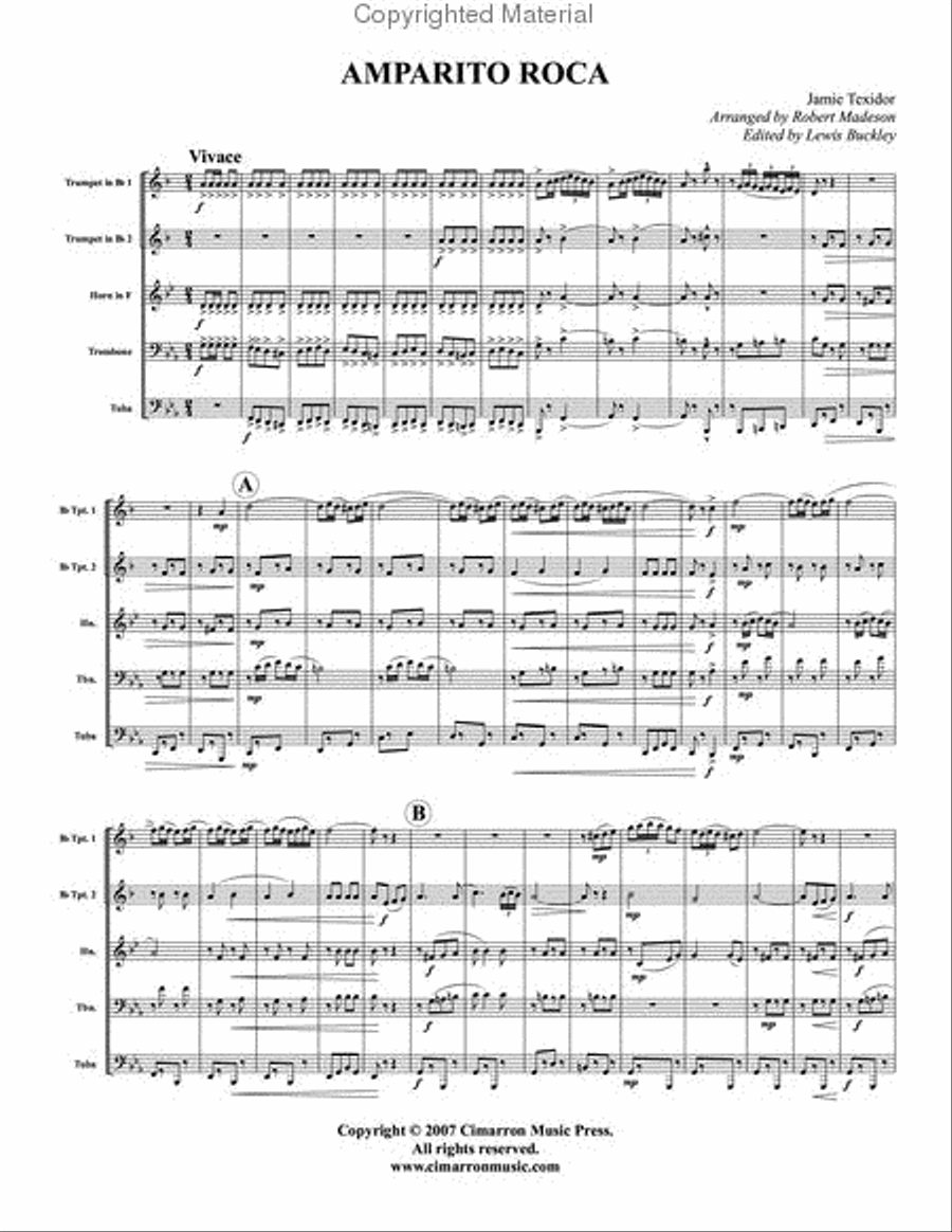 Amparito Roco Amparito Roco Brass Quintet scores gallery preview page 2