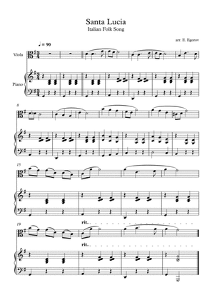 Santa Lucia, Italian Folk Song, For Viola & Piano