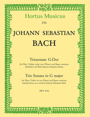 Book cover for Triosonate for Flute, Violin (or two Flutes) and Basso continuo G major BWV 1038