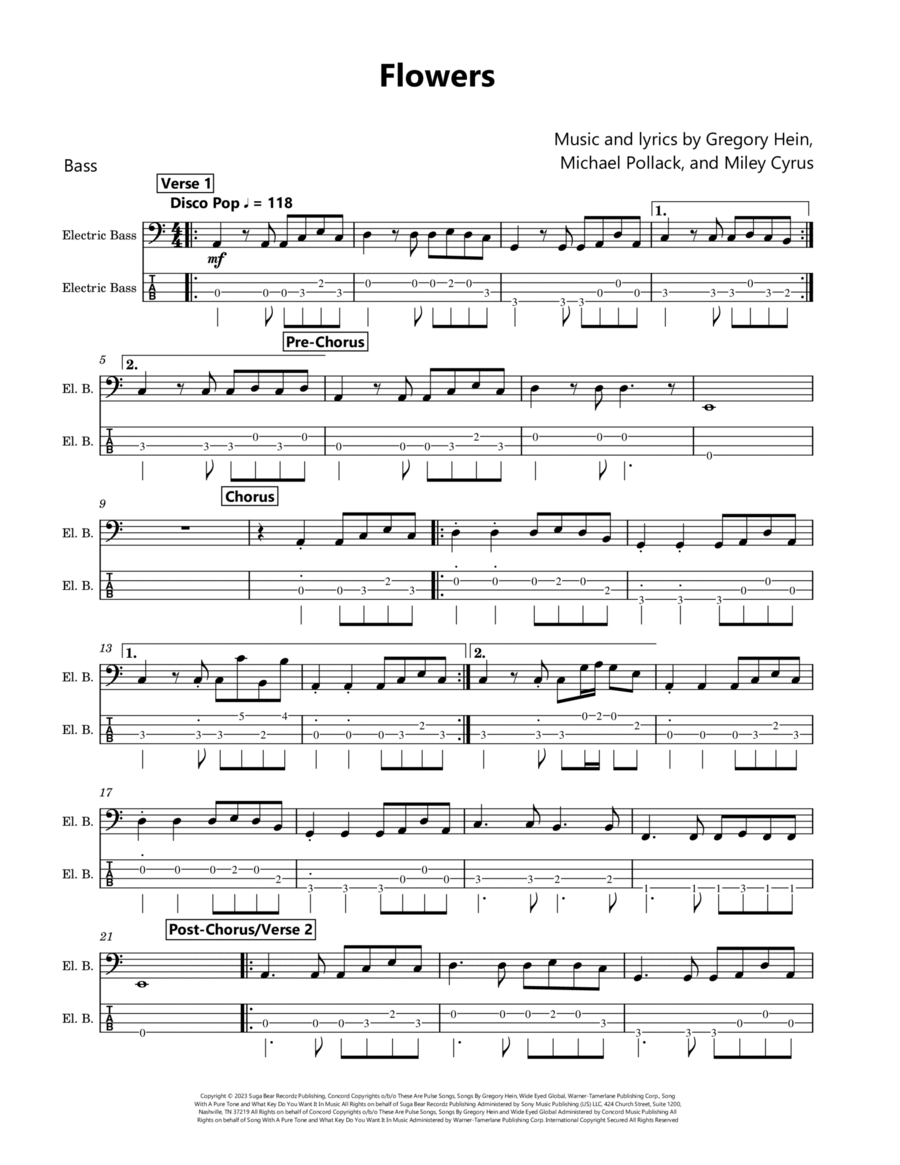 Flowers Guitar Tablature scores gallery preview page 1