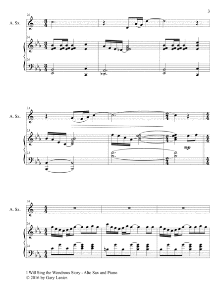 I WILL SING THE WONDROUS STORY (Early Intermediate Edition – Alto Sax & Piano with Parts) image number null