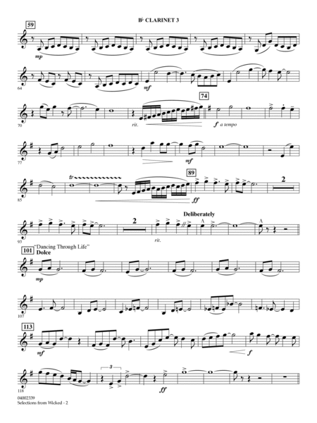 Selections from Wicked (arr. Jay Bocook) - Bb Clarinet 3