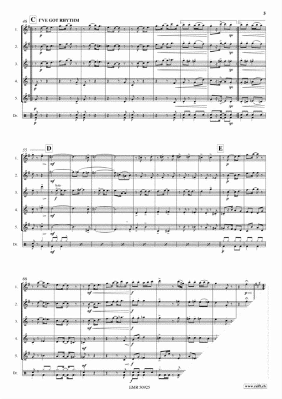 Wonderful Gershwin Saxophone Quintet scores gallery preview page 4