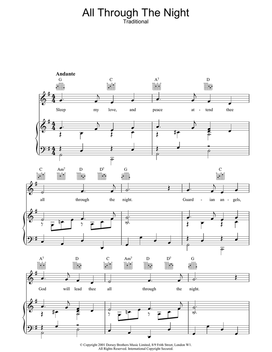 All Through The Night (Chorus Only) Choir scores gallery preview page 1