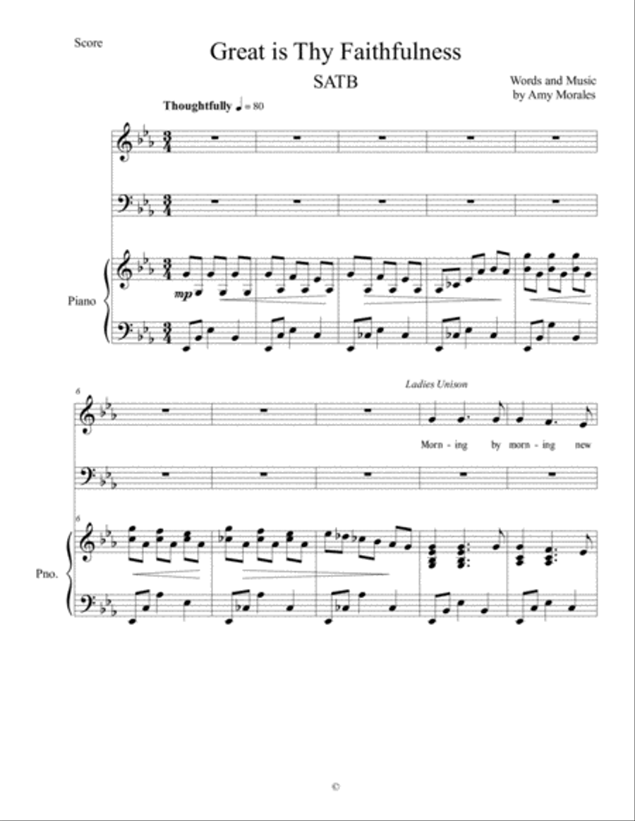 Great is Thy Faithfulness SATB 4-Part scores gallery preview page 1