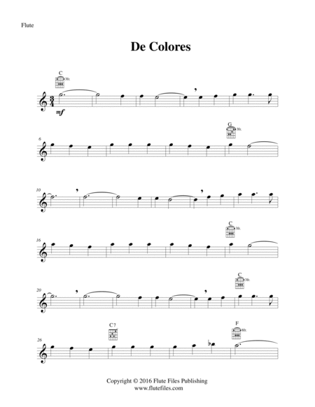 De Colores - Flute Solo with Guitar Chords image number null