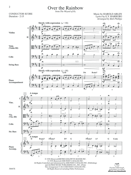 Over the Rainbow (from The Wizard of Oz): Score
