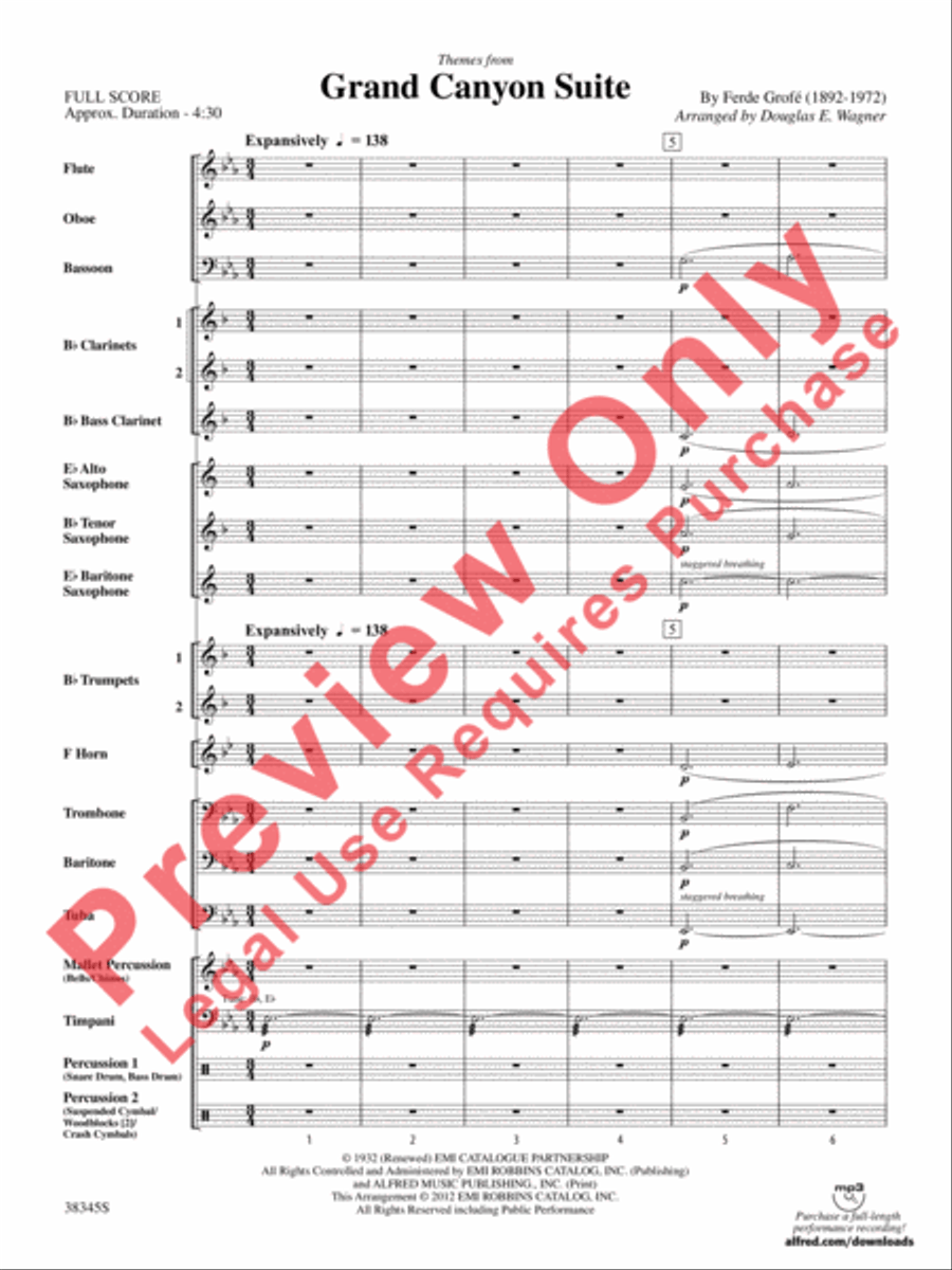 Grand Canyon Suite, Themes from Concert Band scores gallery preview page 4