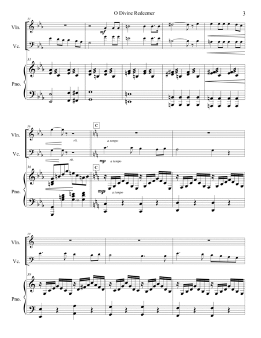 O Divine Redeemer violin cello and piano O Divine Redeemer violin cello and piano Piano Trio scores gallery preview page 3