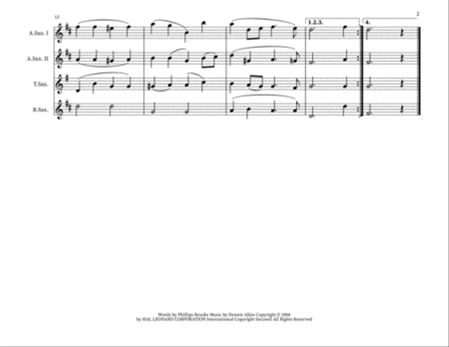 O Little Town Of Bethlehem Woodwind Quartet scores gallery preview page 2
