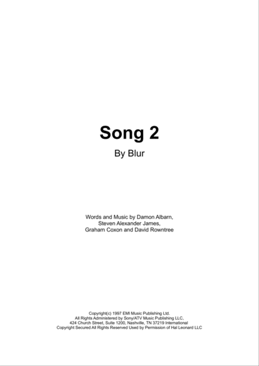 Song 2 Piano, Vocal, Guitar scores gallery preview page 1