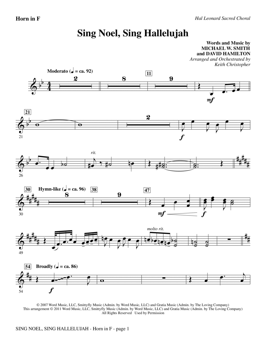 Sing Noel, Sing Hallelujah - F Horn Choir scores gallery preview page 1