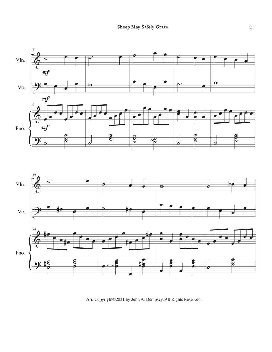 Sheep May Safely Graze (Bach): Piano Trio for Violin, Cello and Piano Piano Trio scores gallery preview page 6