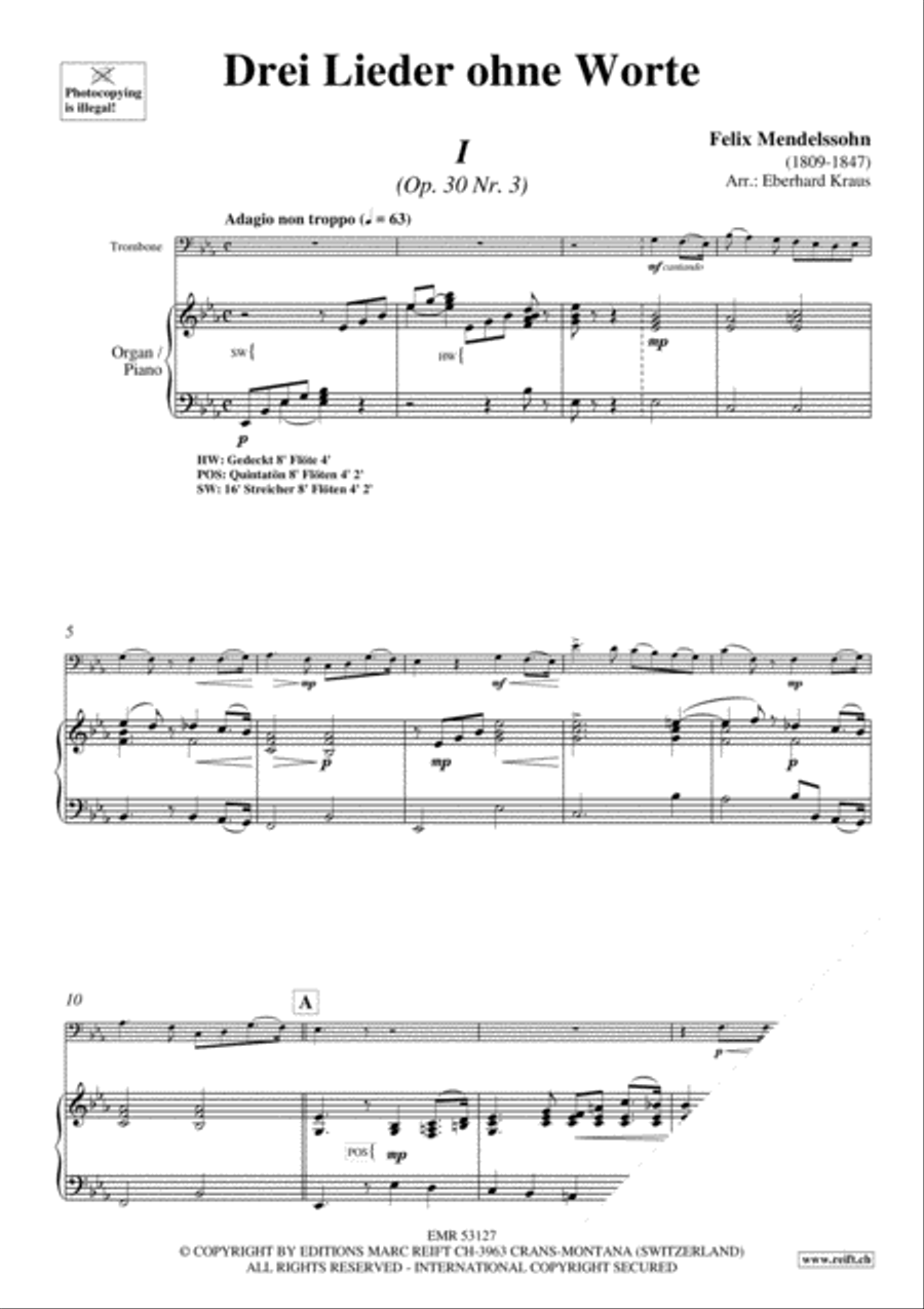 Drei Lieder ohne Worte Drei Lieder ohne Worte Organ scores gallery preview page 4