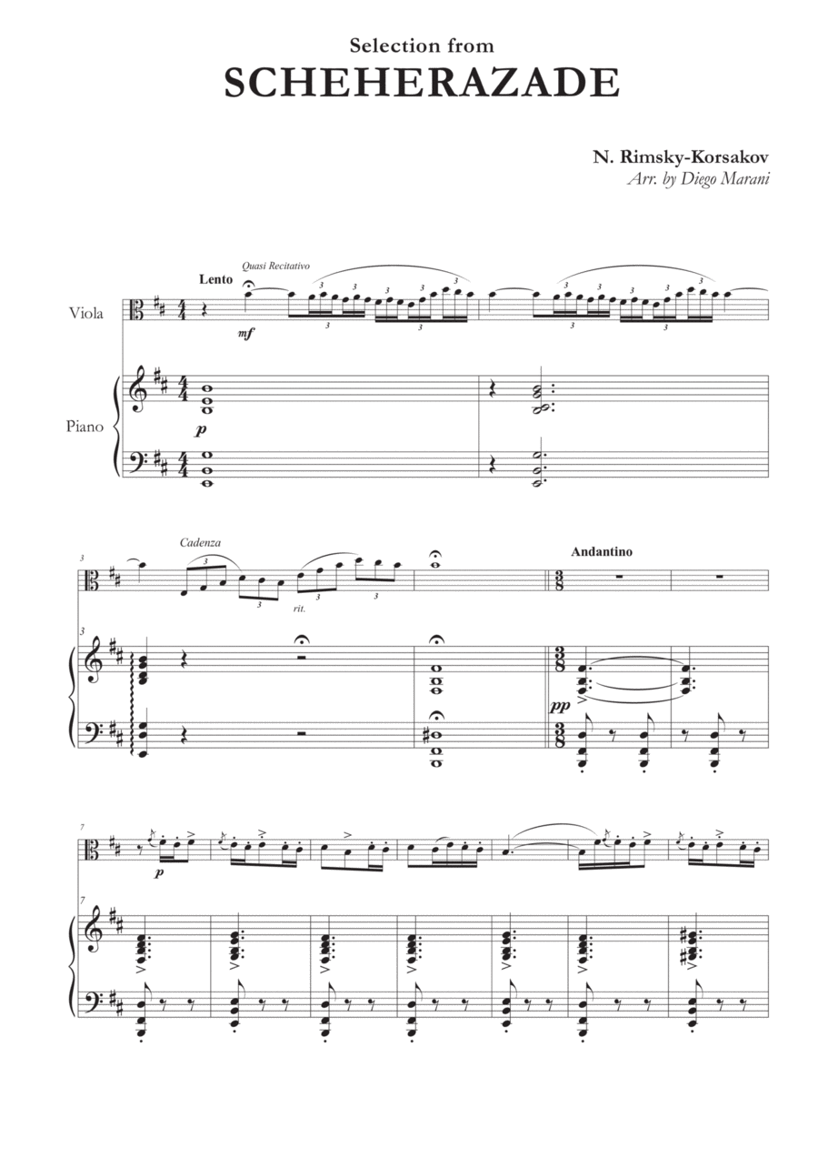 Scheherazade for Viola and Piano Chamber Music scores gallery preview page 1