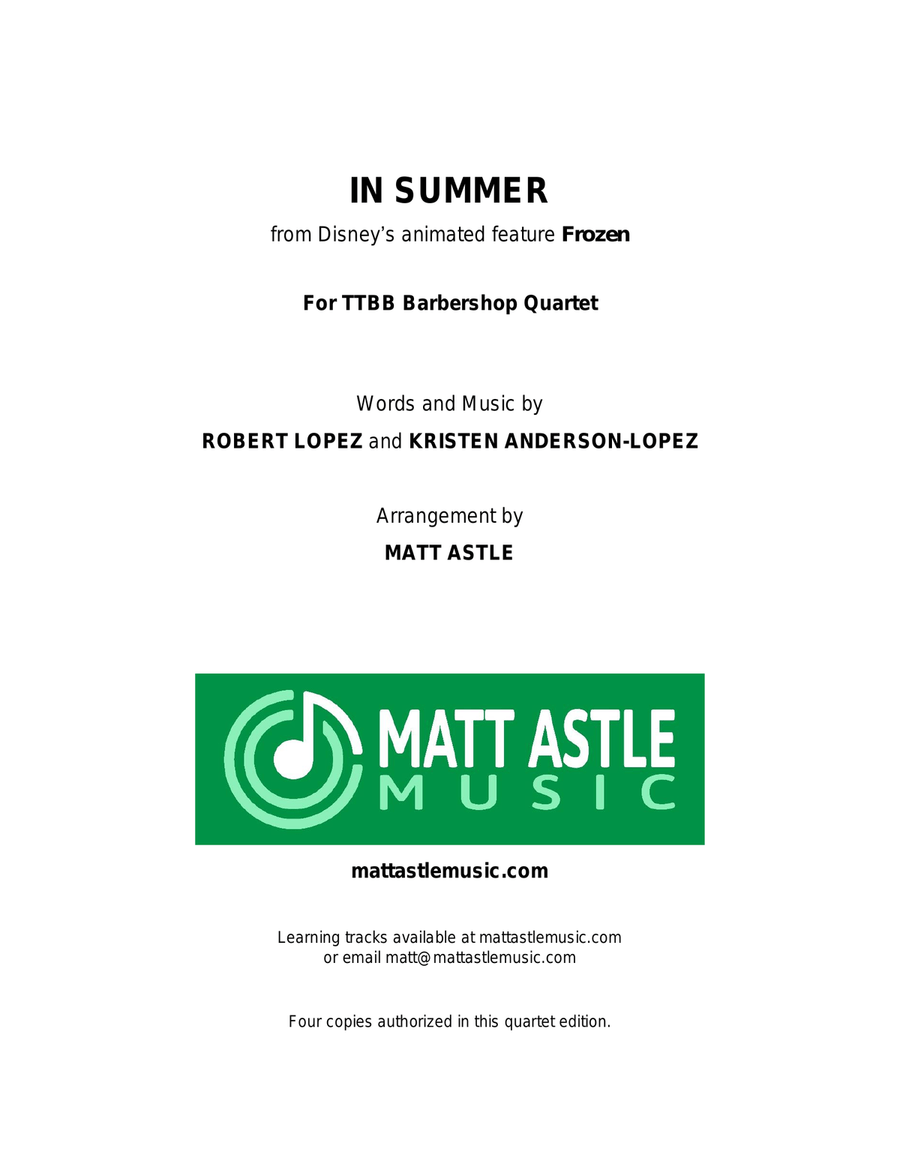 In Summer In Summer TTBB scores gallery preview page 1