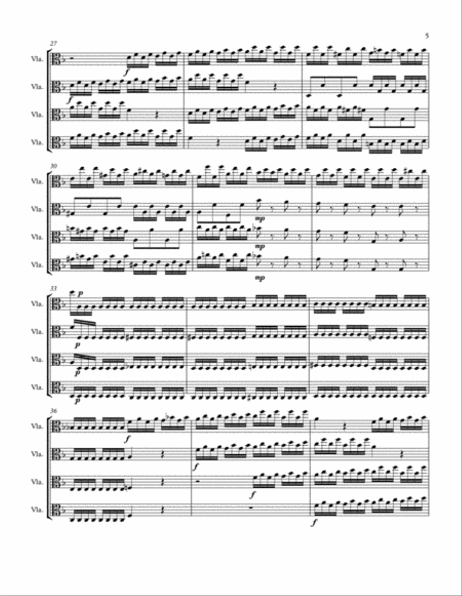 Concerto No. 3 in F Major for Four Violas Unaccompanied, TWV40:203 String Quartet scores gallery preview page 5
