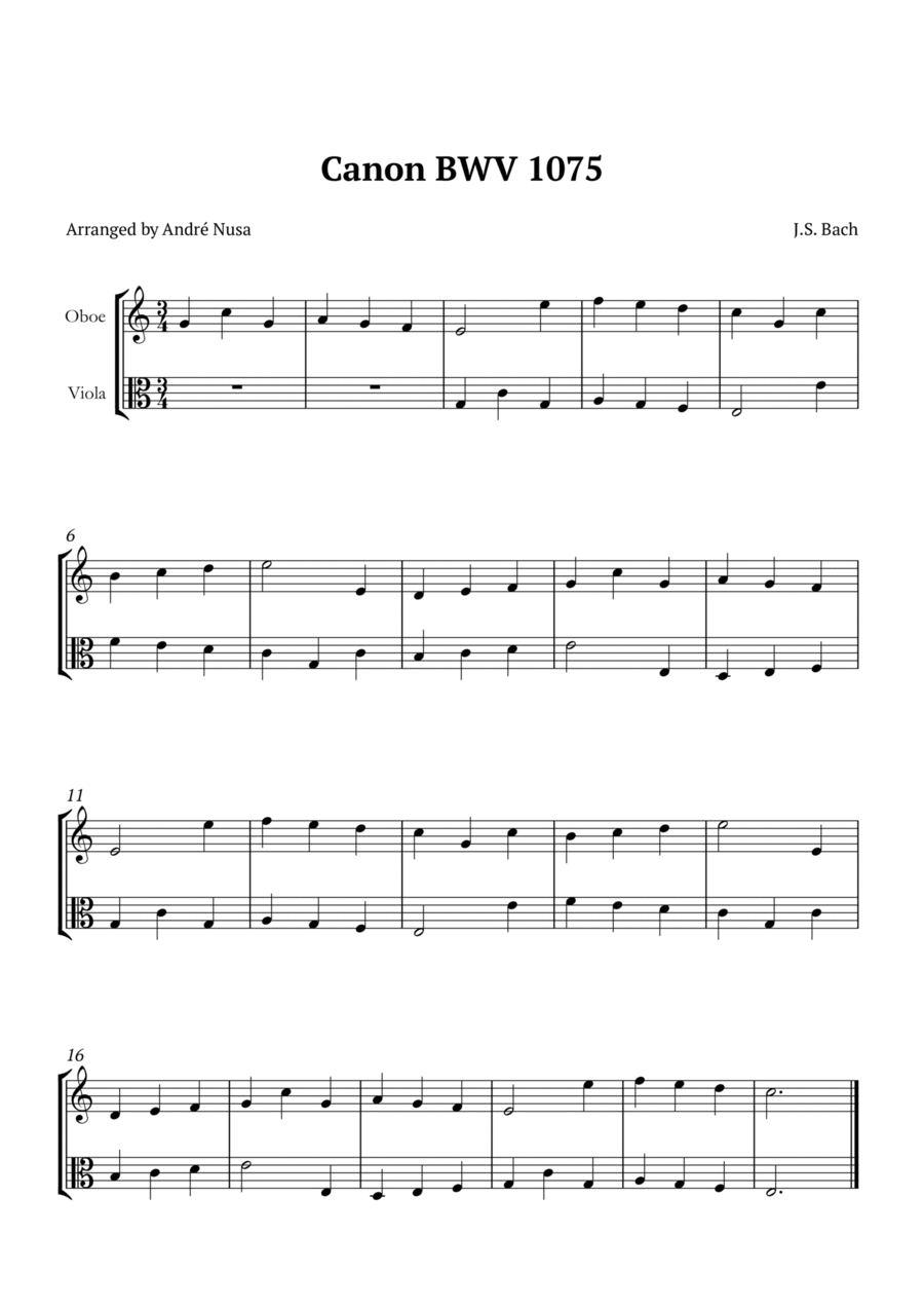 Canon BWV 1075 Oboe scores gallery preview page 1